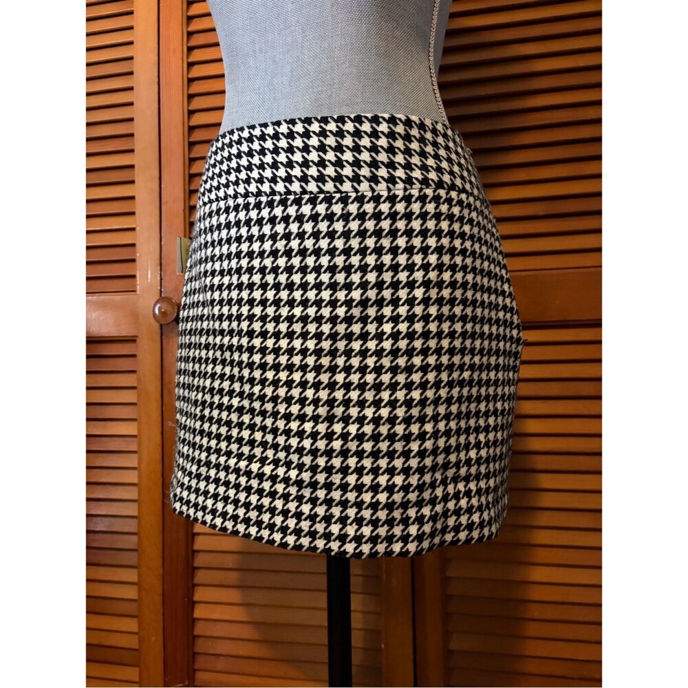 Houndstooth Fitted Wool Acrylic Blend Mini Skirt Y2K Vintage The Limited